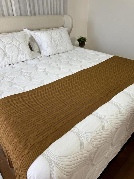 Imagem de Peseira Manta Trico Cama Casal King 260x60cm Trançada