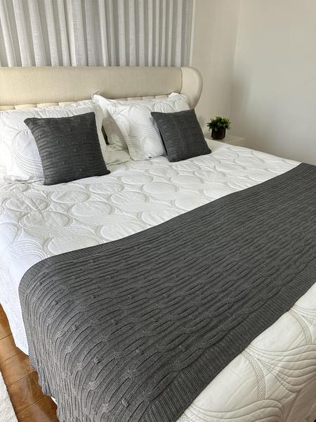 Imagem de Peseira Manta Trico Cama Casal King 260x60cm Trançada