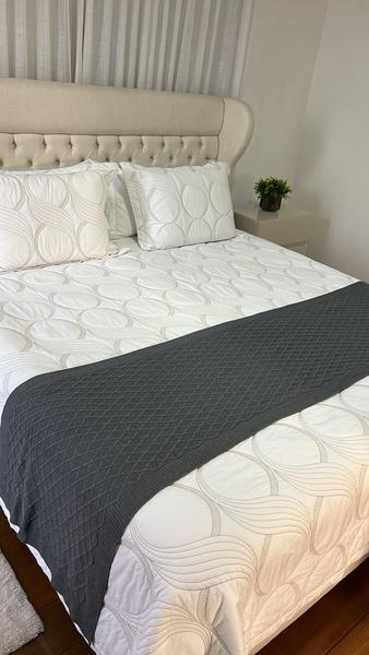 Imagem de Peseira Manta Tricot Sala Cama Casal King 260x60cm Veneza