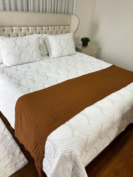 Imagem de Peseira Manta Tricot Sala Cama Casal King 260x60cm Veneza