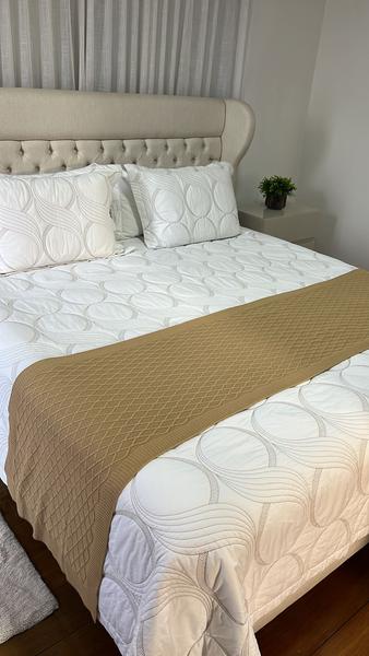 Imagem de Peseira Manta Tricot Sala Cama Casal King 260x60cm Veneza