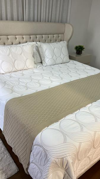 Imagem de Peseira Manta Tricot Sala Cama Casal Sofá 180x60cm Veneza