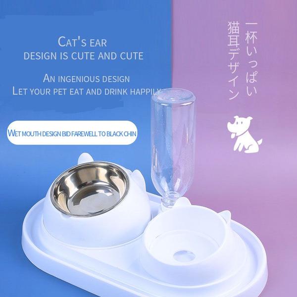 Imagem de Pet Automatic Drinking Water Feeder Inoxidável Aço Gato Cão De Alimentação Cat Bowl Raising Station Cat Double Bowl Cat Food Bowl