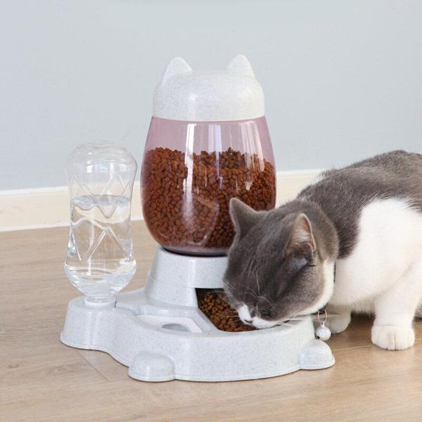 Imagem de Pet Automatic Feeder Cão Gato Beber Tigela para cães Água Beber Gato Alimentando 2.2L Grande Capacidade Dispensador Cão gato de estimação Suprimentos de alimentação e rega de gatos (cinza)