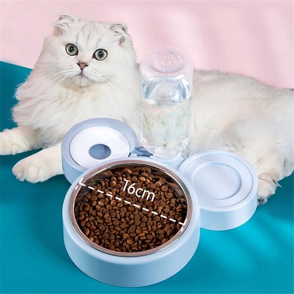 Imagem de Pet Cat Cat Bowl Automatic Feeder Dog Cat Food Bowl com water fountain double bowl beber haste de prato de stand levantado para gatos Suprimentos de alimentação e rega de gatos