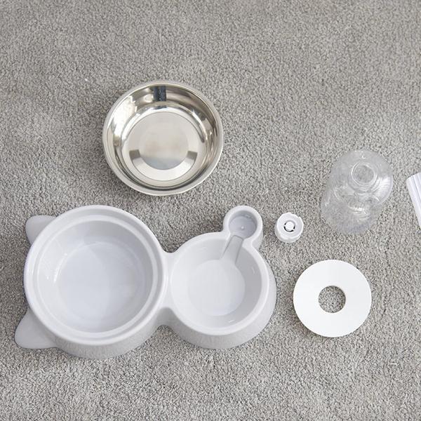 Imagem de Pet Dual Bowls Automatic Food Feeder Water Fountain No Wet Mouth For Dog Cat Dispenser Alimentação de cães