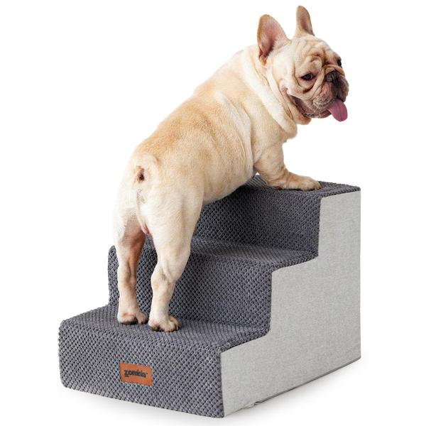 Imagem de Pet Stairs ZOMISIA Dog Steps para sofá cinza 3 degraus