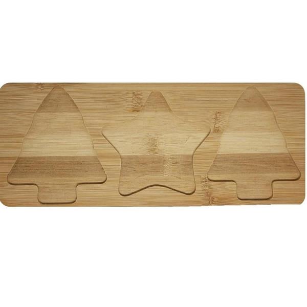 Imagem de Petisqueira 3 Bowl Natalina Bambu 4 PCs 28x12cm Estrela e Pinheiro de Natal