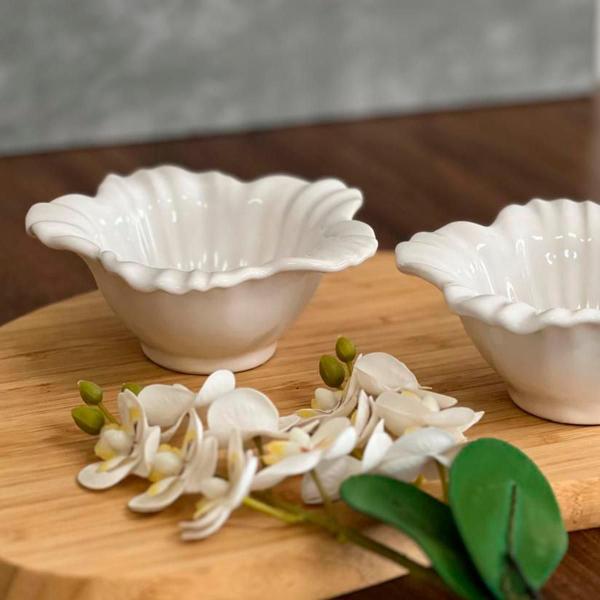 Imagem de Petisqueira Bowl Campestre Flor Cerâmica Branco 13,5 cm 1un