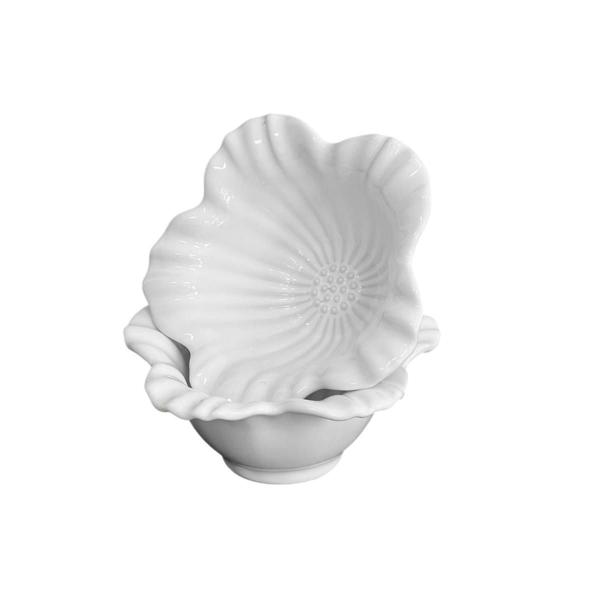 Imagem de Petisqueira Bowl Campestre Flor Cerâmica Branco 13,5 cm 1un