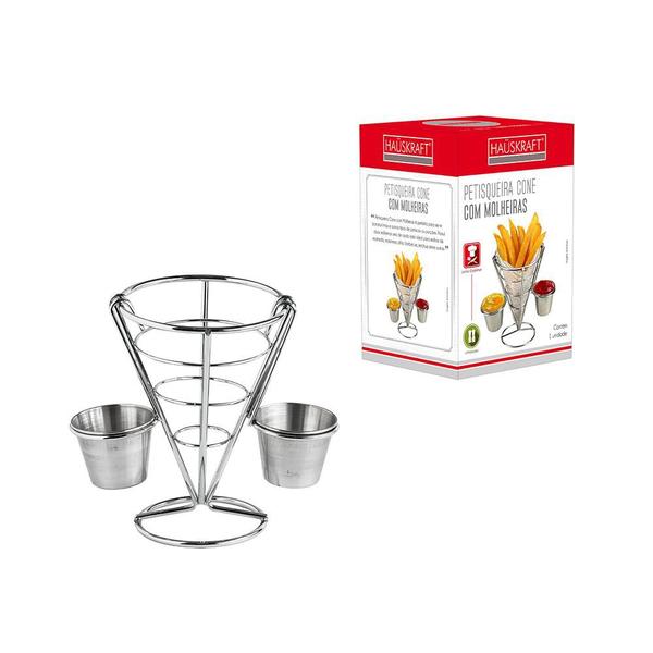 Imagem de Petisqueira cone com molheiras inox petq-011