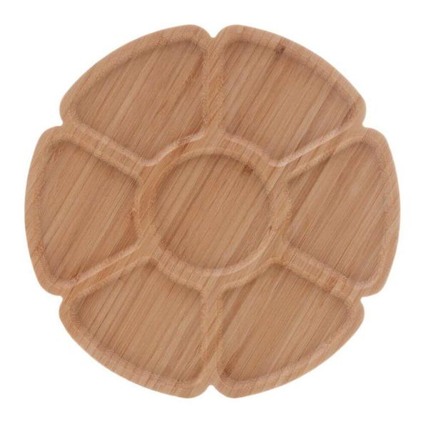 Imagem de Petisqueira de Bambu Flower com 7 Divisórias 25x25x1,5cm Lyor