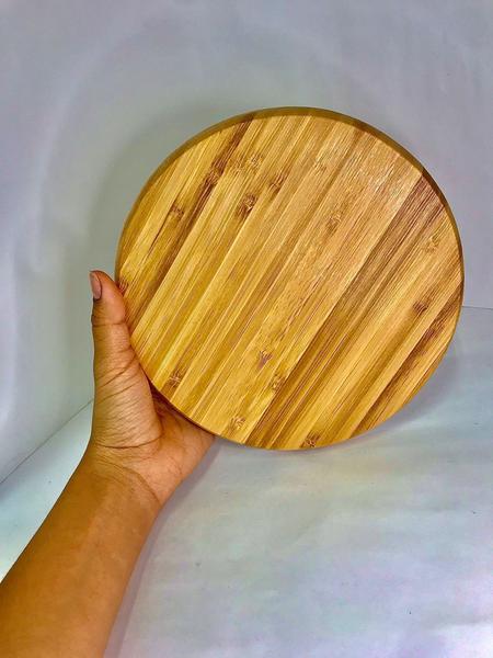 Imagem de Petisqueira de bambu redonda duas divisórias 20cm cozinha moderna