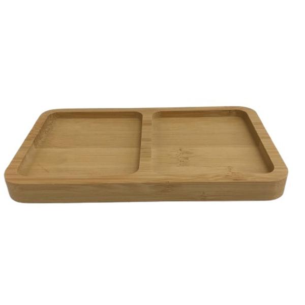 Imagem de Petisqueira de Bambu retangular 17x10 cm com Divisórias Super Moderna Para Cozinha