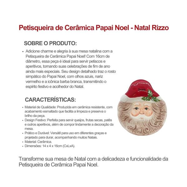 Imagem de Petisqueira de Cerâmica Papai Noel 16cm Tok Da Casa