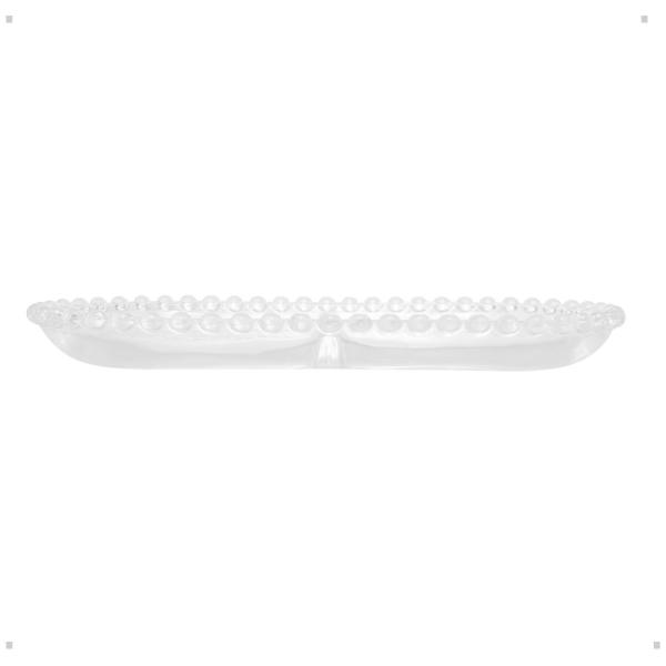 Petisqueira de cristal com divisoria Oval pearl 24CM X 12CM X 2CM - wolff Imagem de Petisqueira de cristal com divisoria Oval pearl 24CM X 12CM X 2CM