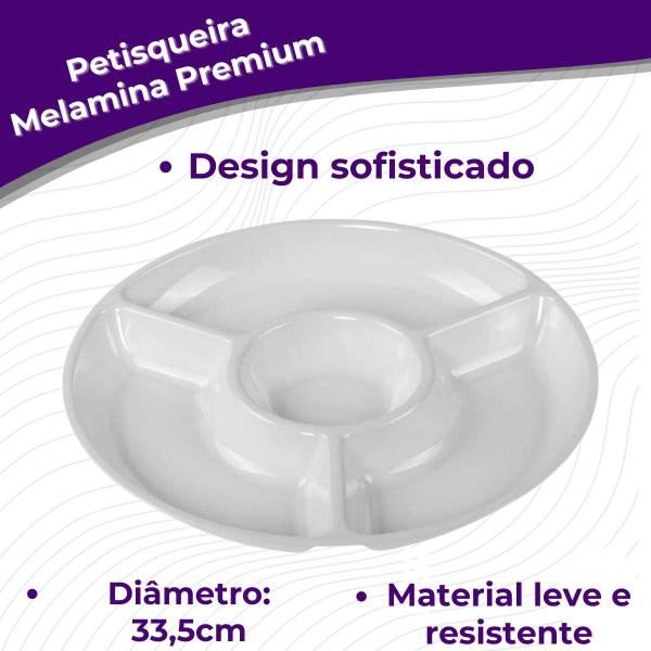 Imagem de Petisqueira de Melamina Premium Leve Resistente Grande com 4 Divisões - 33,5 cm - Bestfer