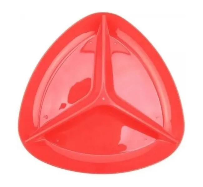 Imagem de Petisqueira de Plástico 3 Divisórias Vermelho