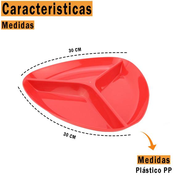 Imagem de Petisqueira de Plástico Grande 3 Divisórias para Petiscos e Aperitivos Queijo Azeitona Salame