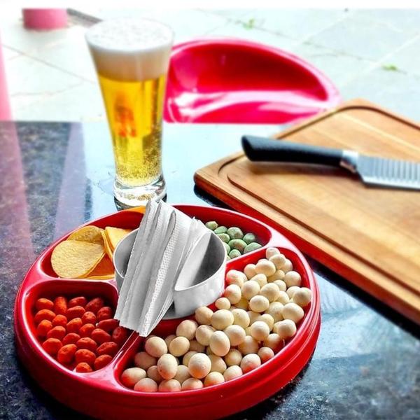 Petisqueira de Plastico Redonda 5 Divisória Decorativa C/ Paliteiro Petiscos Frios - Plas Tutti Imagem de Petisqueira de Plastico Redonda 5 Divisória Decorativa C/ Paliteiro Petiscos Frios