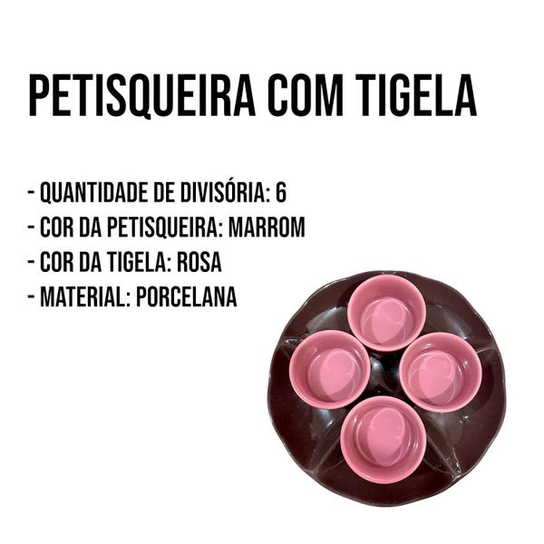 Imagem de Petisqueira de Porcelana 6 Divisórias Amarela Com Tigelas