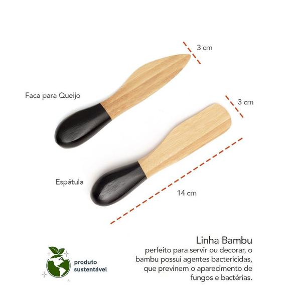Imagem de Petisqueira Desmontavel e Espatula Faca Queijo de Bambu