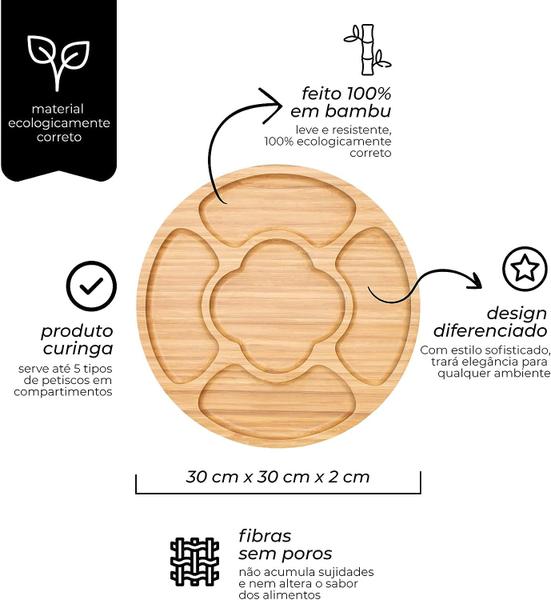 Petisqueira Grande Prática Ecokitchen Bambu Leve Durável - Mimo Imagem de Petisqueira Grande Prática Ecokitchen Bambu Leve Durável