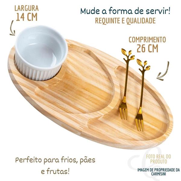 Imagem de Petisqueira Madeira com ramequim para molho patê mesa posta