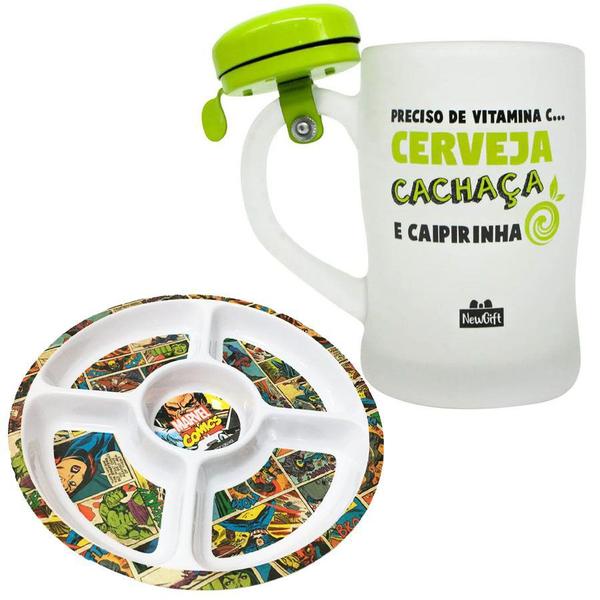 Imagem de Petisqueira Marvel + Caneca Campainha Vitamina C Cerveja