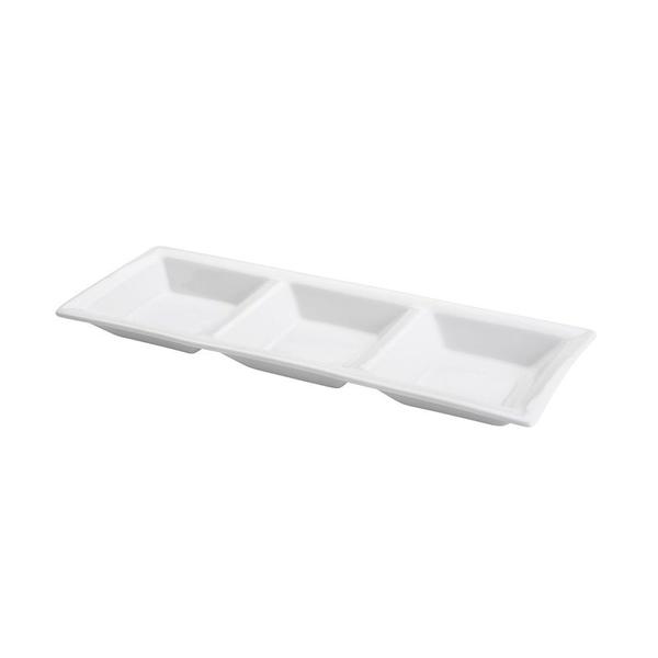 Imagem de Petisqueira Porcelana 3 Divisões Branca 30x11 cm Wolff