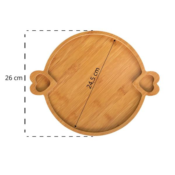 Imagem de Petisqueira redonda de madeira com alça de coração 25cm