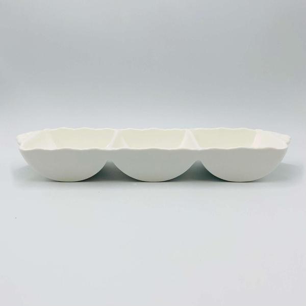 Imagem de Petisqueira Tripla de Porcelana Durable Porcelain Alto Relevo 33cm x 10cm x 5cm - Wolff