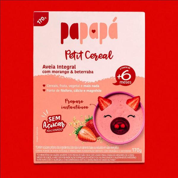 Petit Cereal Aveia Papapá Morango E Beterraba 170G Imagem de Petit Cereal Aveia Papapá Morango E Beterraba 170G
