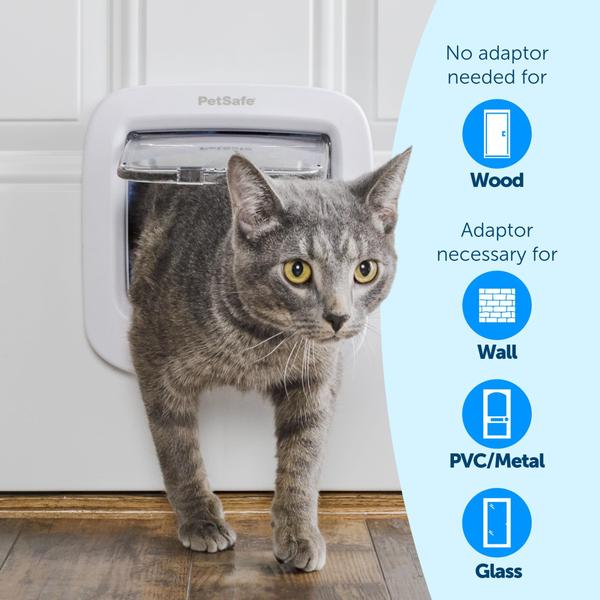 Imagem de PetSafe Microchip Cat Door, Exterior ou Interior Pet Door - Acesso RFID Multi-Usuário Até 40 Animais de Estimação, Travamento de 4 Vias, À Prova de Intempéries, DIY Easy Install, Kit de Hardware Privacidade para Caixa de Areia para Gatos ou Aliment