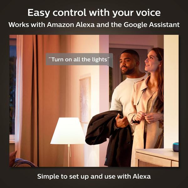 Imagem de Philips Hue White A19 Medium Lumen Smart Bulb, 1100 Lumens, Bluetooth & Zigbee Compatible (Hue Hub Optional), Compatível com Alexa & Google Assistant