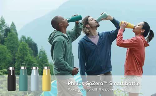 Imagem de Philips Water GoZero UV Auto-Cleaning Smart Water Bottle Vacuum Stainless Steel Insulated Water Bottle with Handle Double-wall, Auto Cleaning, Keep Drink Hot or Cold, BPA Free, Amarelo, 20 oz