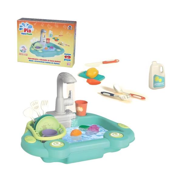 Imagem de Pia Aqua Magic Torneirinha Sai Água Cozinha Infantil Brincar