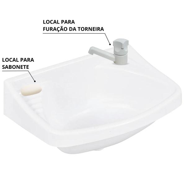 Imagem de Pia Banheiro 4,8L + Kit Banheiro + Torneira + Engate + Sifão