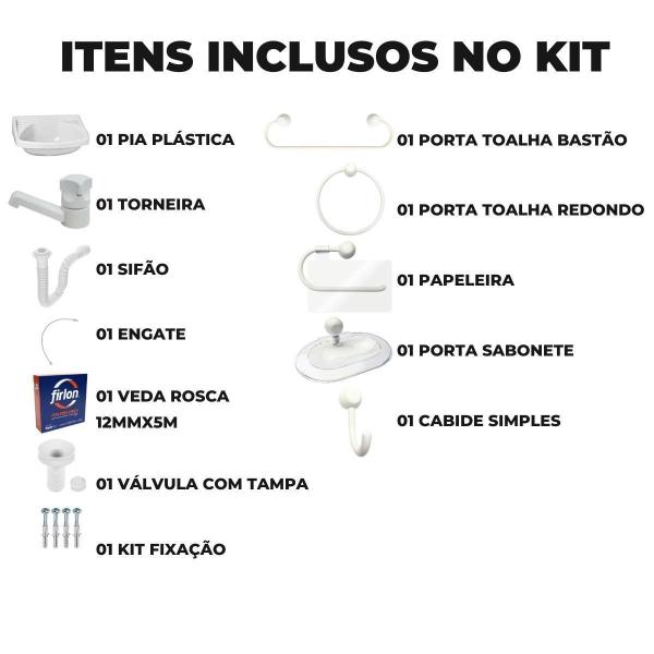 Imagem de Pia Banheiro 4,8L + Kit Banheiro + Torneira + Sifão + Engate