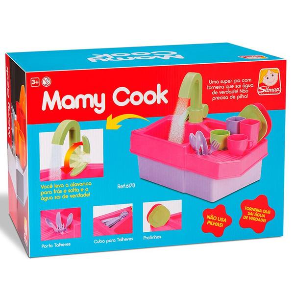 Pia com torneira que sai água de verdade Mamy Cook Acqua - SILMAR BRINQUEDOS Imagem de Pia com torneira que sai água de verdade Mamy Cook Acqua