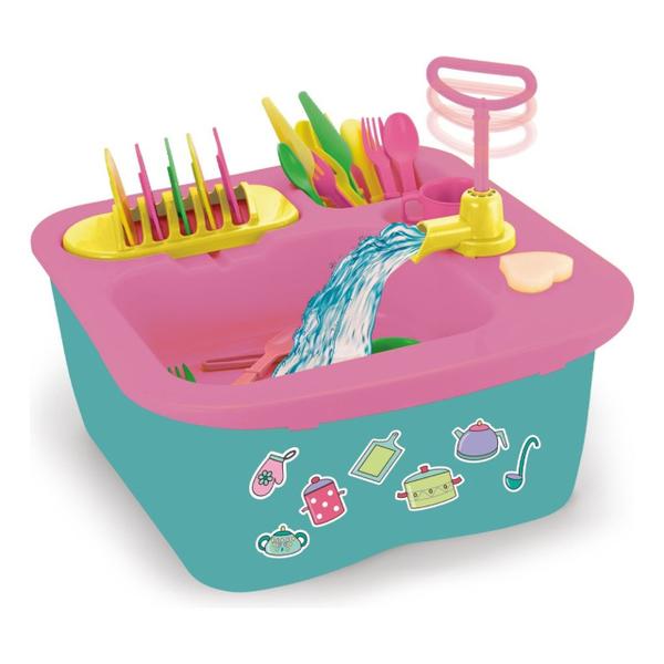 Imagem de Pia Cozinha Rosa  De Brinquedo Acqua Brink Menina Infantil