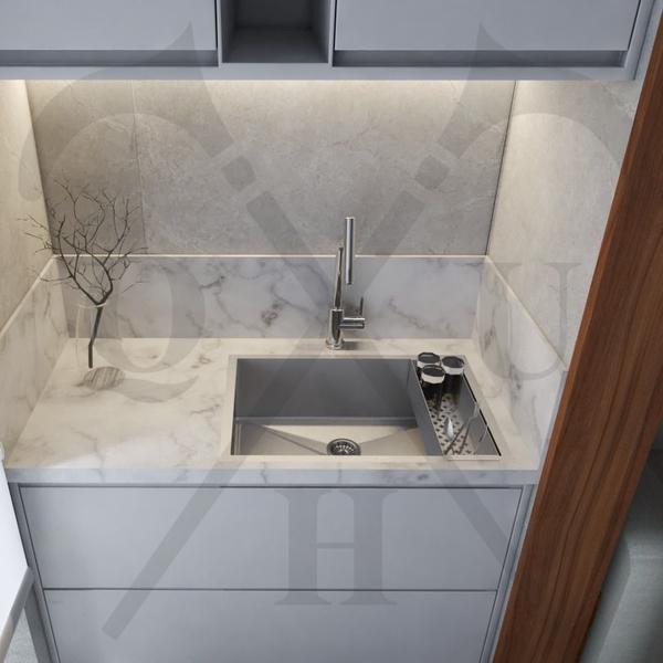 Pia Cuba De Inox C/ Escorredor 70x40 Com Valvula 3 1/2 - Technox Imagem de Pia Cuba De Inox C/ Escorredor 70x40 Com Valvula 3 1/2