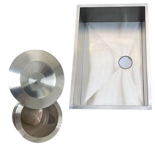 Imagem de Pia Cuba De Inox Para Cozinha 50x40 Gourmet Quadrada + Lixeira 5l