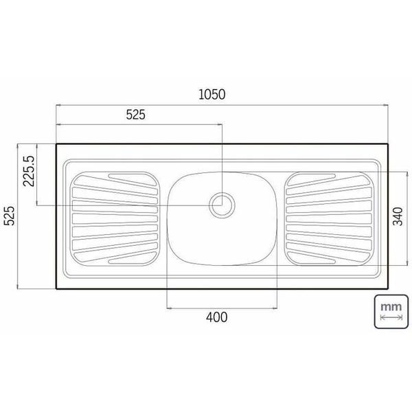 Imagem de Pia de apoio em aco inox 105x52cm tramontina new raggi 40