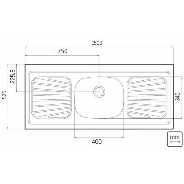 Pia de apoio em aco inox 150x52cm tramontina new raggi 40 Imagem de Pia de apoio em aco inox 150x52cm tramontina new raggi 40