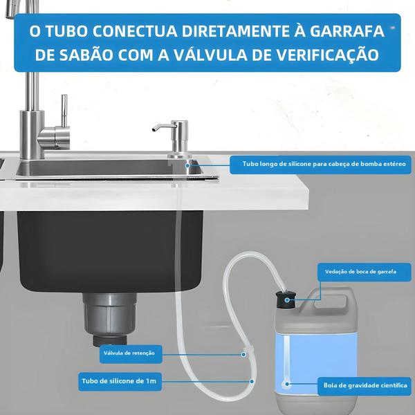 Imagem de Pia de Cozinha com Dispensador de Sabão - Aço Inoxidável 500ml