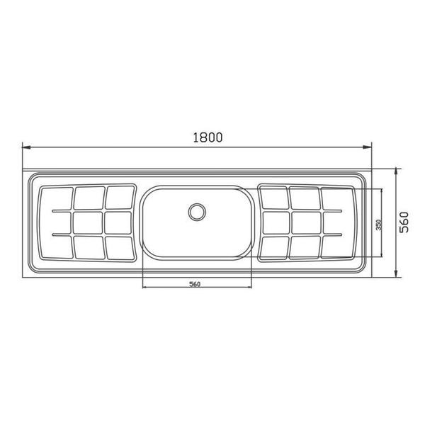 Pia de Cozinha de 180cmx56cm Concretada e Escorredor Plus 30 e Válvula Inox 3.1/2 Pino - GhelPlus Imagem de Pia de Cozinha de 180cmx56cm Concretada e Escorredor Plus 30 e Válvula Inox 3.1/2 Pino