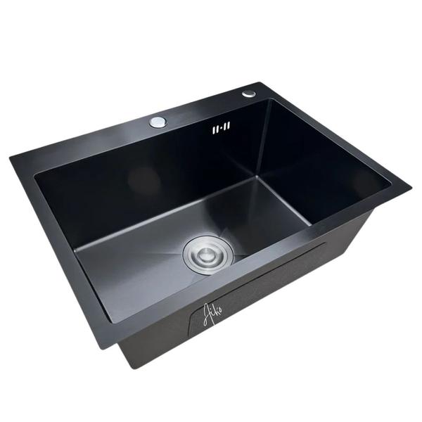 Imagem de Pia De Cozinha Em Metal Preta Cuba Moderna Inox 45x40x20