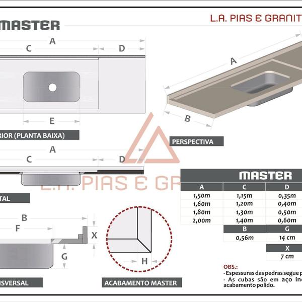 Imagem de Pia de Cozinha Granito 150 Cm Arabesco Master Cuba Simples