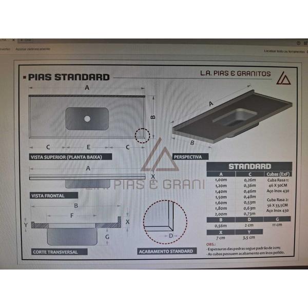 Imagem de Pia de Cozinha Granito  Ubatuba 150cm Standard Cuba Simples L.A. Pias e Granitos